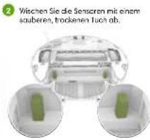 2 Wischen Sie die Sensoren mit einem saubaren, trockenen Tuch ab.