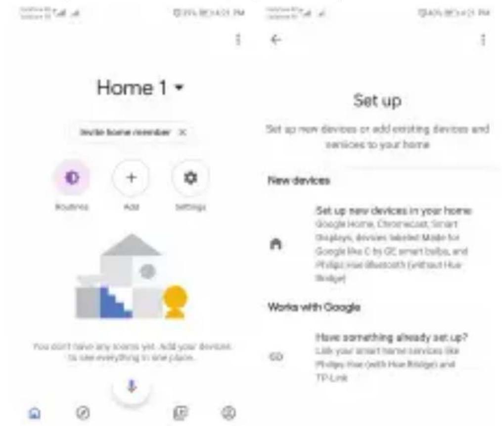 Home 1 Device Home remember Set up Set up new devices or add existing devices and services to your home New devices Set up new devices in your home Google Home, Chromecoat, Smart Displays, devices selected Make for Google like C by GC smart bulbs, and Philips Hua (bluescoath) (without Hua- Bridge) W…