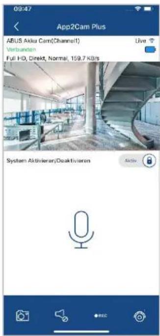 09:47 App2Cam Plus ABUS Aku Cam(Channel1) Live Verbunden Full HD, Direkt, Normal, 159.7 KB/s System Aktivieren/Deaktivieren