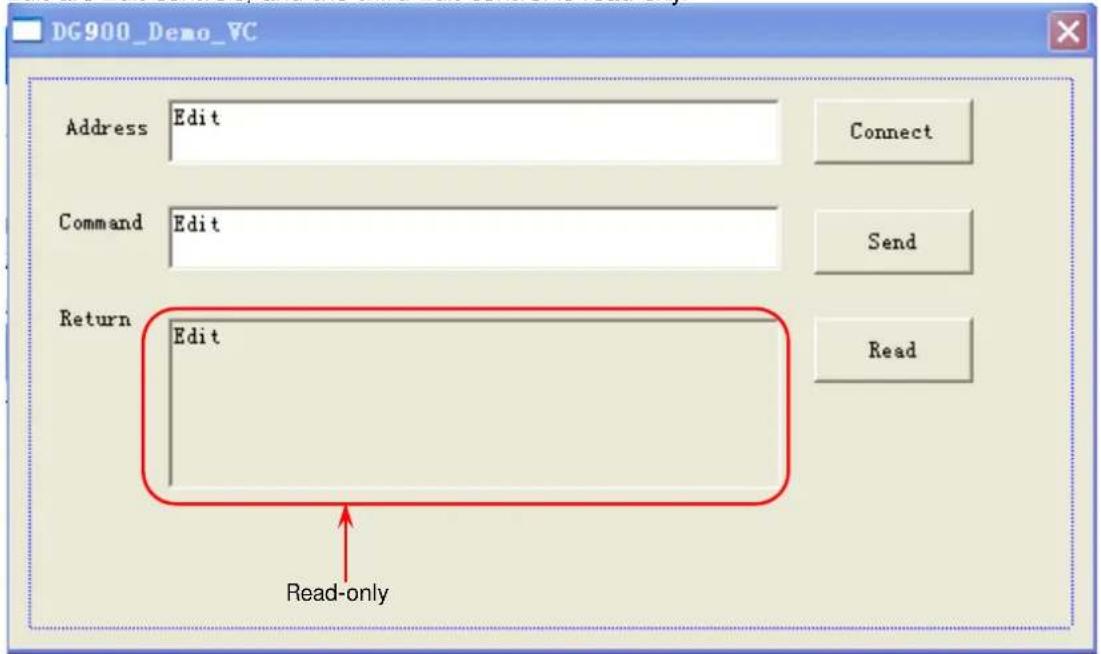 DG900_Demo_VC Address Edit Command Edit Return Edit Read-only Connect Send Read