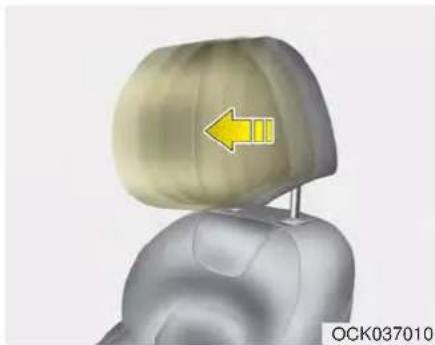 3D rendered model of a car head with a yellow arrow pointing to the chest area (no text or symbols on the object itself)