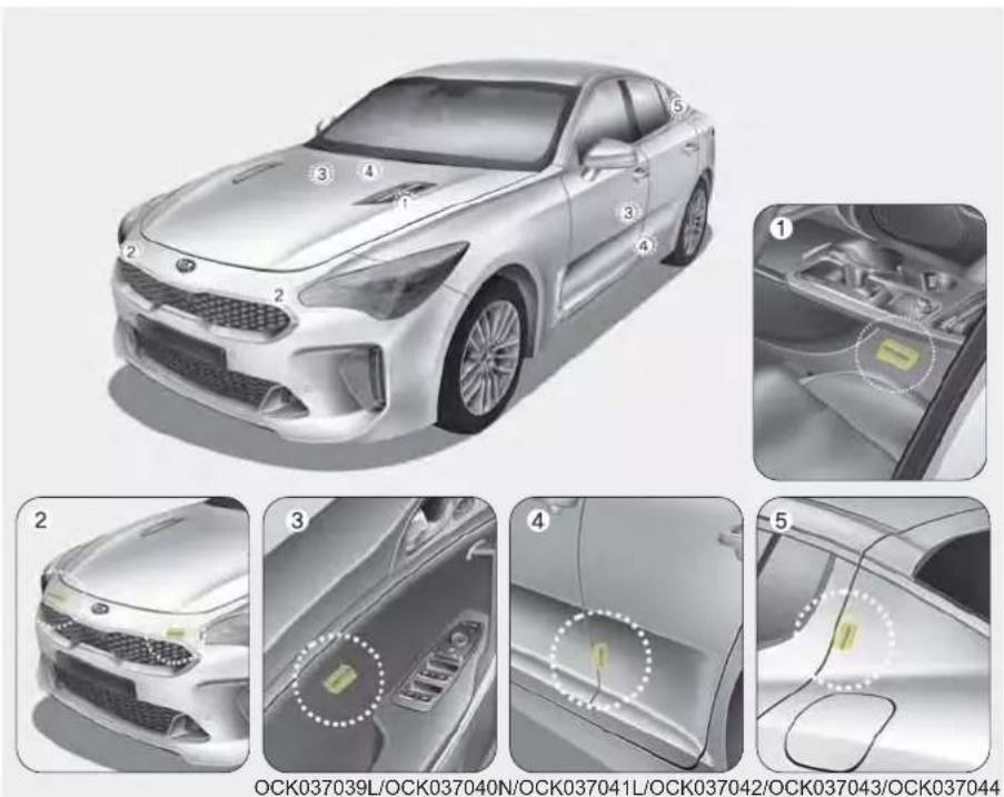 KIA Stinger (2020) - Air bag collision sensors - 1
