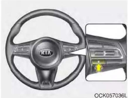Interior view of a car steering wheel with visible brand logo and control panel (no text or symbols on the diagram itself)