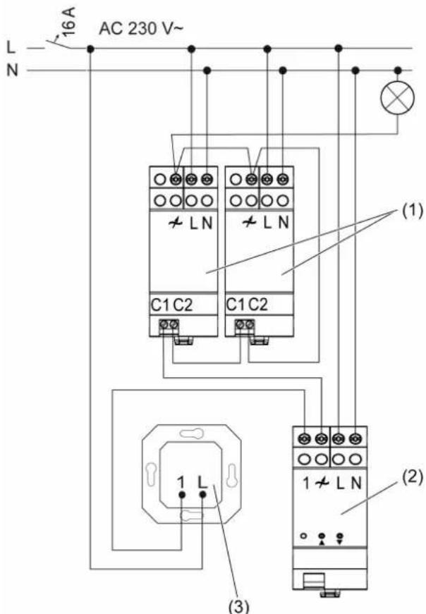 L 16A AC 230 V~ N (1) C1 C2 C1 C2 (2) 1 L (3)