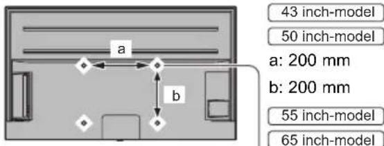 43 inch-model 50 inch-model a: 200 mm b: 200 mm 55 inch-model 65 inch-model