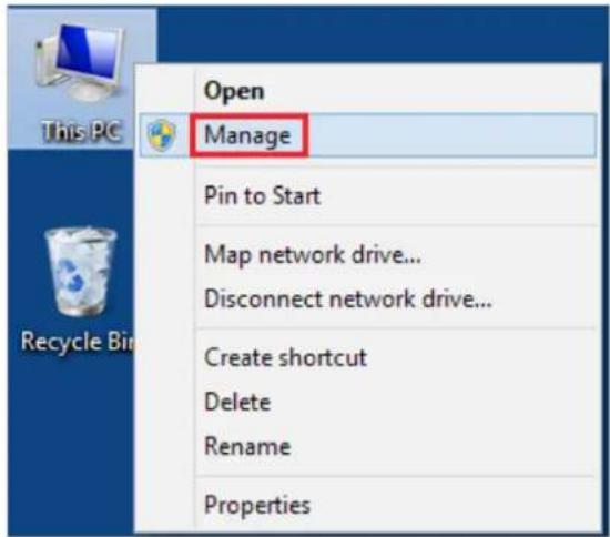 This PC Open Manage Pin to Start Map network drive... Disconnect network drive... Create shortcut Delete Rename Properties