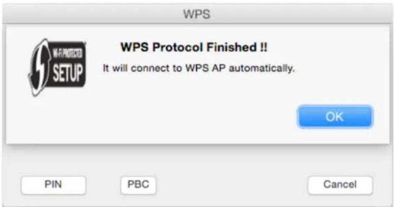 WPS WPS Protocol Finished !! It will connect to WPS AP automatically. OK PIN PBC Cancel
