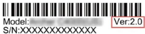 Model: S/N:XXXXXXXXXXXX Ver:2.0