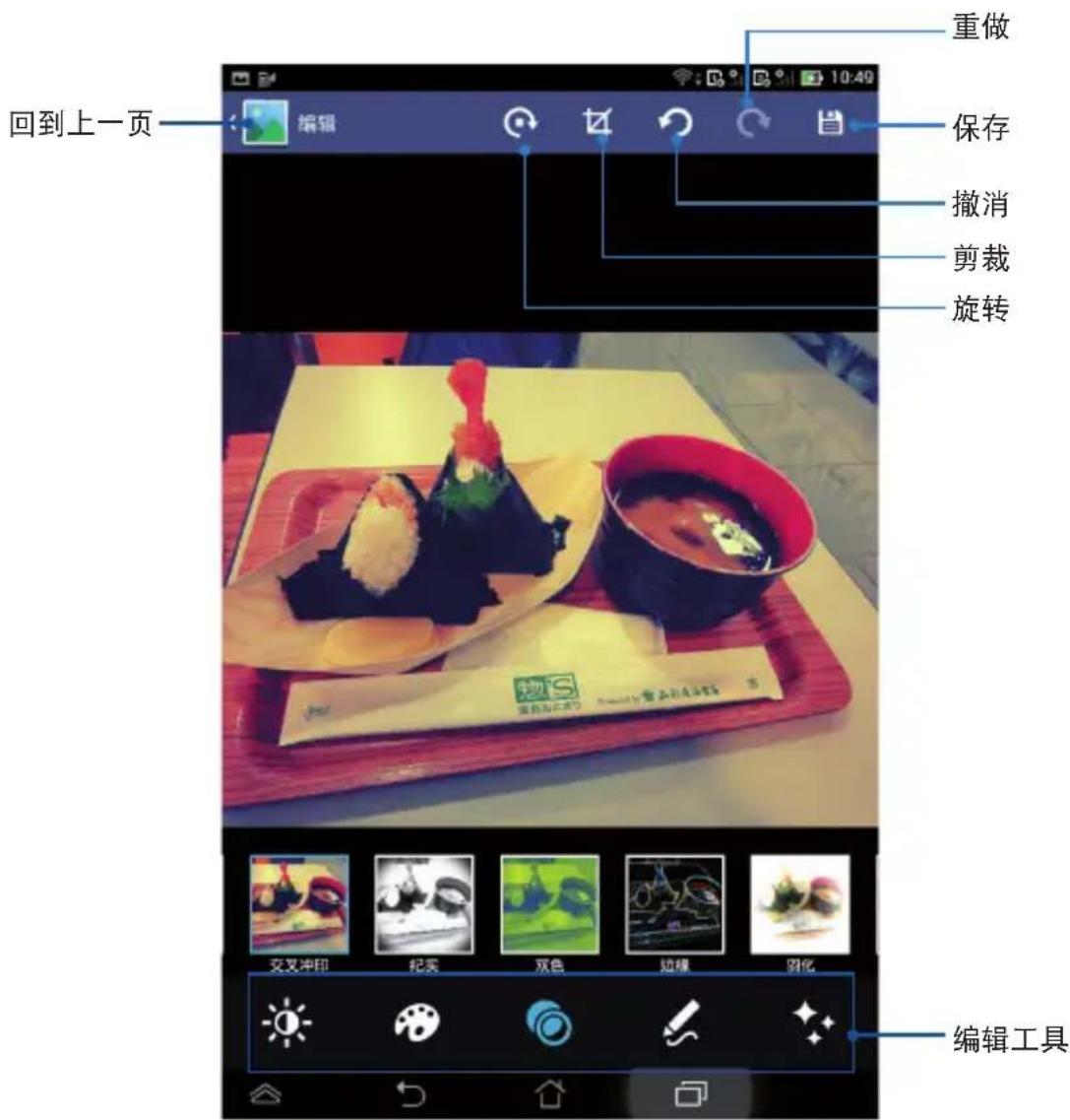 重做 保存 撤消 剪裁 旋转 回到上一页 编辑工具