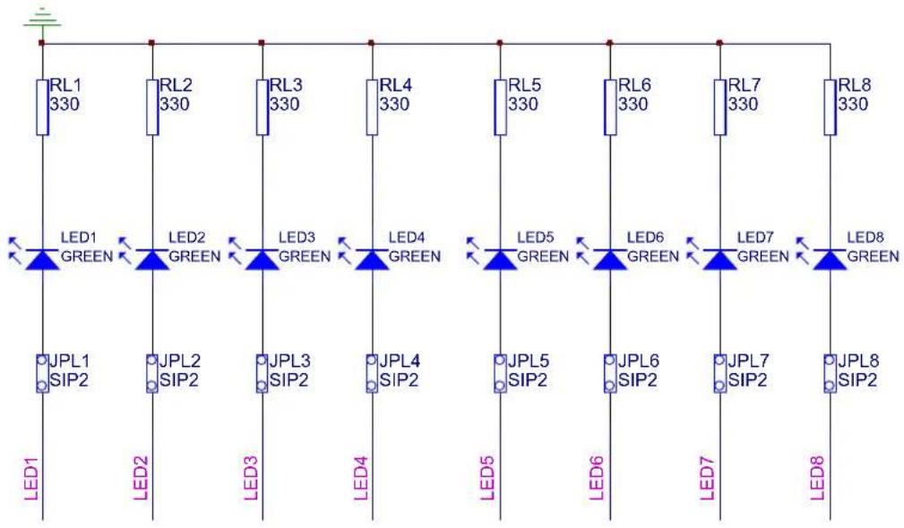 RL1 330 RL2 330 RL3 330 RL4 330 RL5 330 RL6 330 RL7 330 RL8 330 LED1 GREEN LED2 GREEN LED3 GREEN LED4 GREEN LED5 GREEN LED6 GREEN LED7 GREEN LED8 GREEN JPL1 SIP2 JPL2 SIP2 JPL3 SIP2 JPL4 SIP2 JPL5 SIP2 JPL6 SIP2 JPL7 SIP2 JPL8 SIP2 LED1 LED2 LED3 LED4 LED5 LED6 LED7 LED8