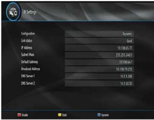 IP Settings Configuration Dynamic Link status Good IP Address 10.108.65.77 Subnet Mask 255.255.240.0 Default Gateway 10.108.64.1 Broadcast Address 10.108.79.255 DNS Server 1 10.3.3.208 DNS Server 2 10.3.50.50