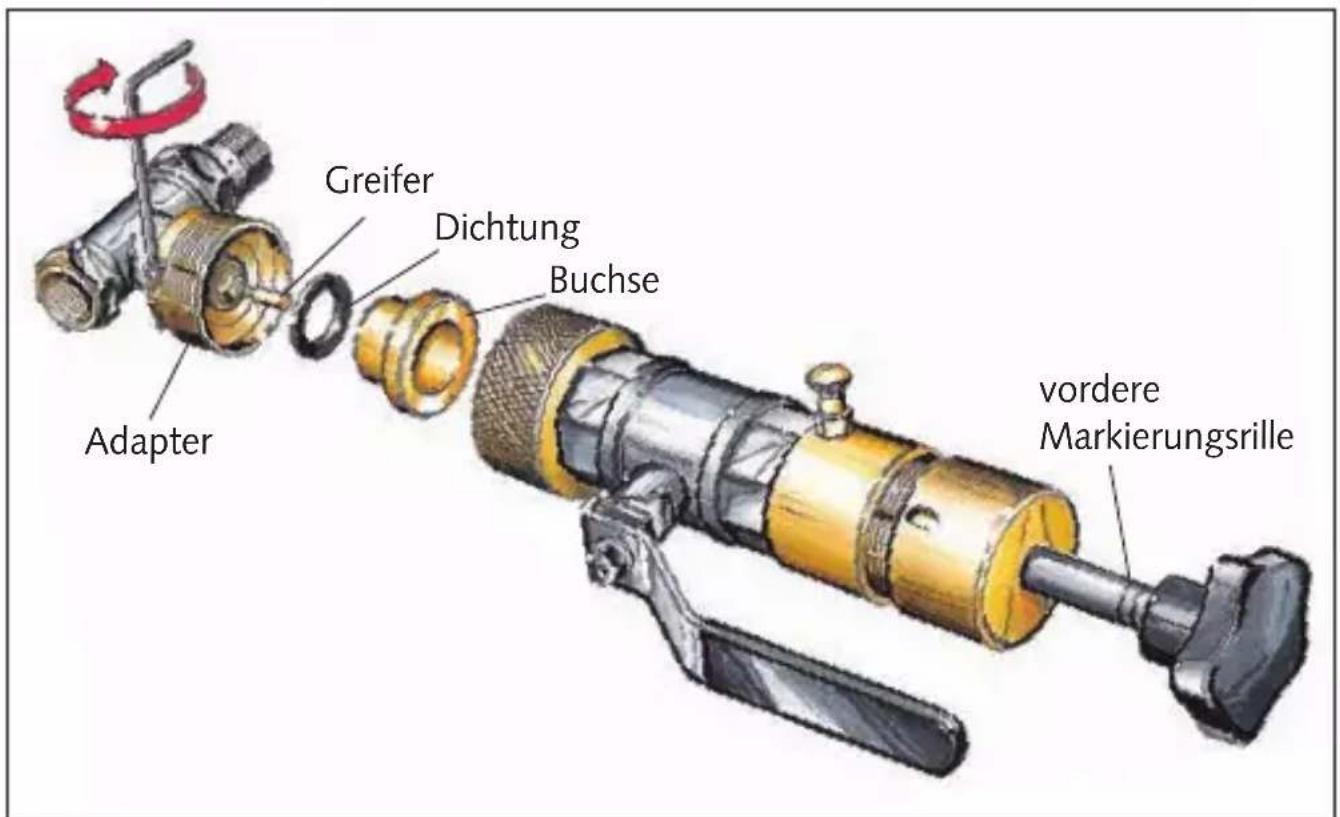 Greifer Dichtung Buchse Adapter vordere Markierungsrille