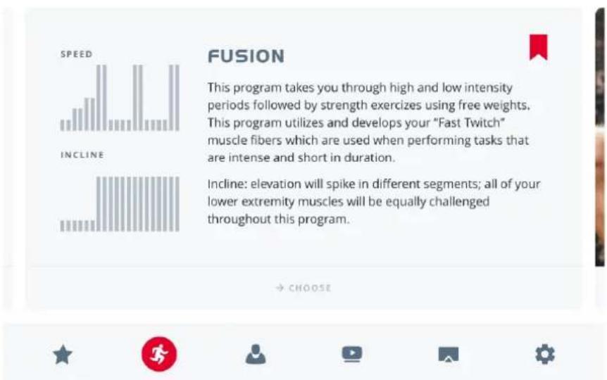 SPEED INCLINE FUSION This program takes you through high and low intensity periods followed by strength exercises using free weights. This program utilizes and develops your "Fast Twitch" muscle fibers which are used when performing tasks that are intense and short in duration. Incline: elevation wi…