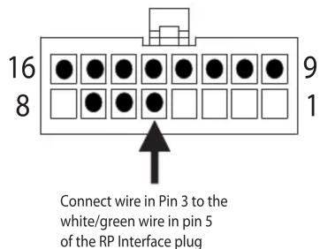16 8 9 1 Connect wire in Pin 3 to the white/green wire in pin 5 of the RP Interface plug