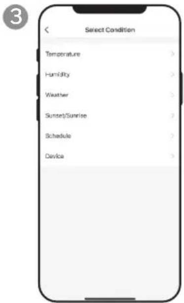 Select Condition Temperature Humidity Weather Sunset/Sunrise Schedule Device