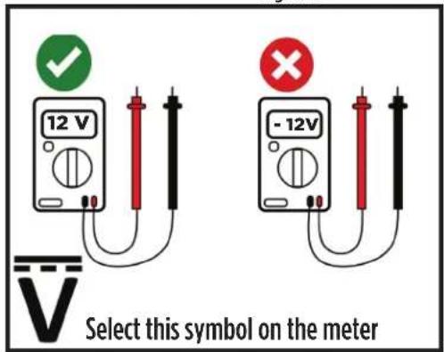 12 V - 12V Select this symbol on the meter
