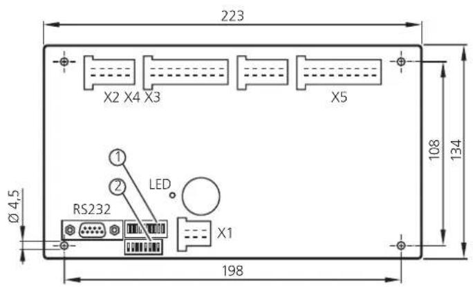 223 X2 X4 X3 X5 108 134 Ø 4,5 RS232 LED X1 198