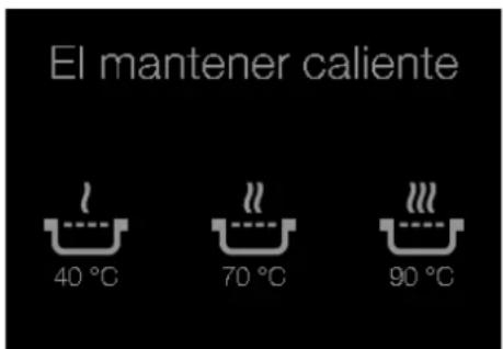 El mantener caliente 40 °C 70 °C 90 °C