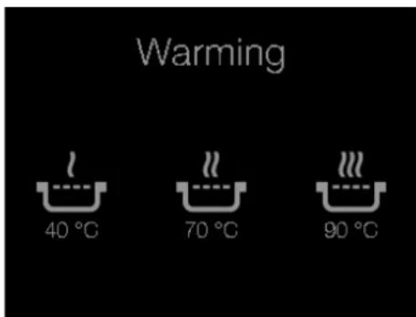 Warming 40 °C 70 °C 90 °C