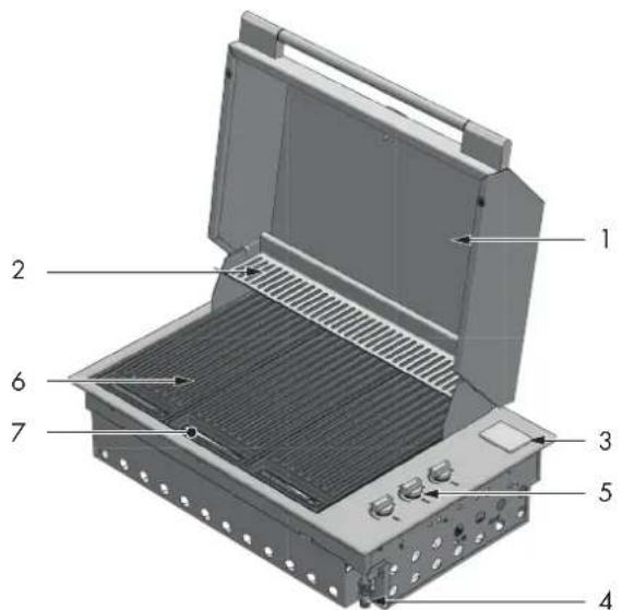 Labeled diagram of an electronic device showing internal components and structural layout
