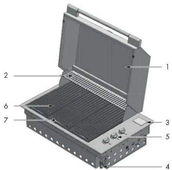 Labeled diagram of an electronic device showing internal components and structural layout