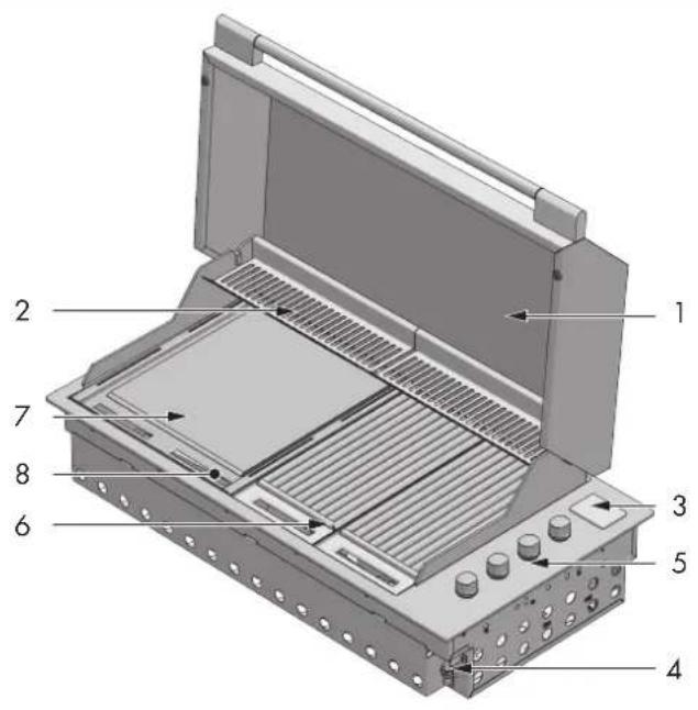 Technical diagram of an electronic device with numbered components for identification