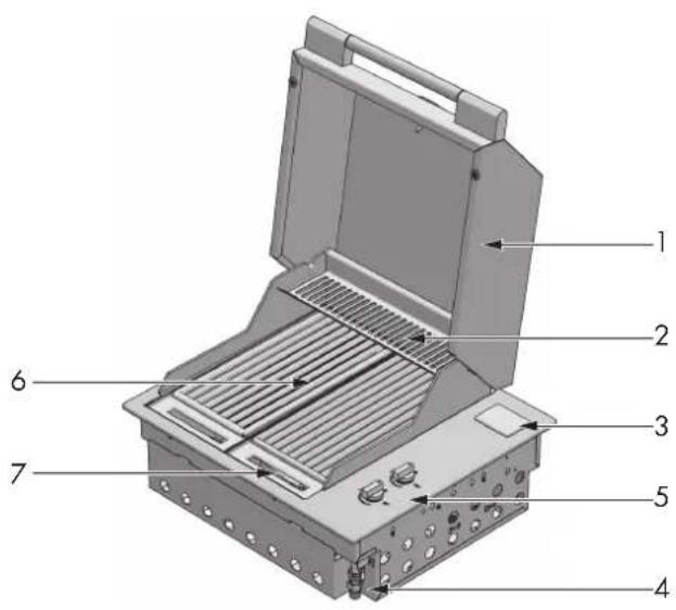 Labeled diagram of an electronic device showing internal components and structural features
