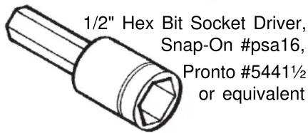 1/2" Hex Bit Socket Driver, Snap-On #psa16, Pronto #5441½ or equivalent