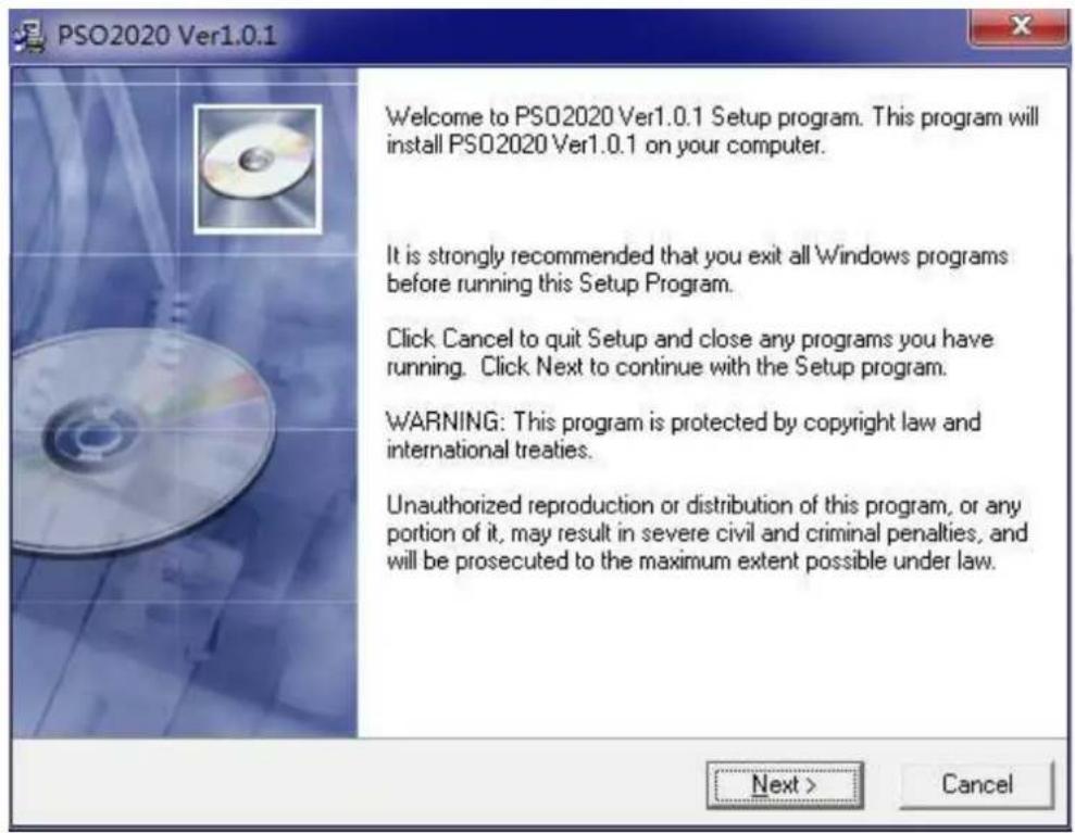 PSO2020 Ver1.0.1 Welcome to PSO2020 Ver1.0.1 Setup program. This program will install PSO2020 Ver1.0.1 on your computer. It is strongly recommended that you exit all Windows programs before running this Setup Program. Click Cancel to quit Setup and close any programs you have running. Click Next to continue with the Setup program. WARNING: This program is protected by copyright law and international treaties. Unauthorized reproduction or distribution of this program, or any portion of it, may result in severe civil and criminal penalties, and will be prosecuted to the maximum extent possible under law. Next > Cancel
