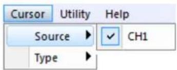 Cursor Utility Help Source ▶ ✓ CH1 Type ▶