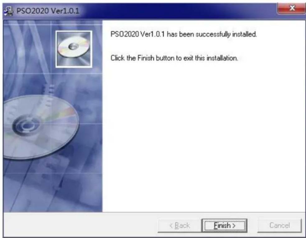 PSO2020 Ver1.0.1 PSO2020 Ver1.0.1 has been successfully installed. Click the Finish button to exit this installation. < Back Finish > Cancel
