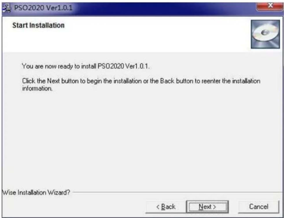PSO2020 Ver1.0.1 Start Installation You are now ready to install PSO2020 Ver1.0.1. Click the Next button to begin the installation or the Back button to reenter the installation information. Wise Installation Wizard? < Back Next > Cancel