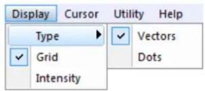 Display Cursor Utility Help Type ✓ Grid Intensity ✓ Vectors Dots