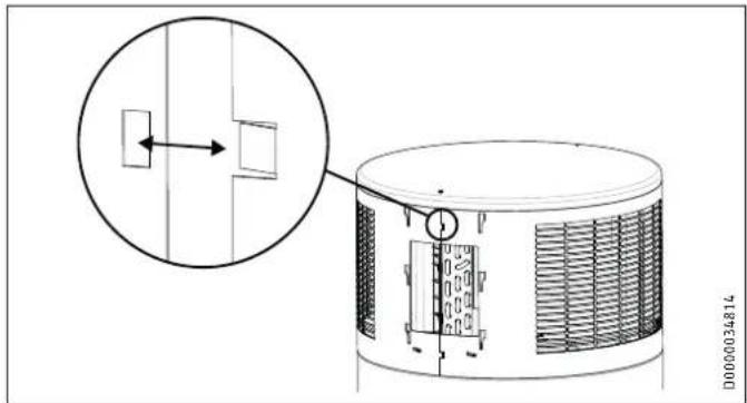Technical diagram showing a mechanical or electrical component with an inset magnified view highlighting a specific section.