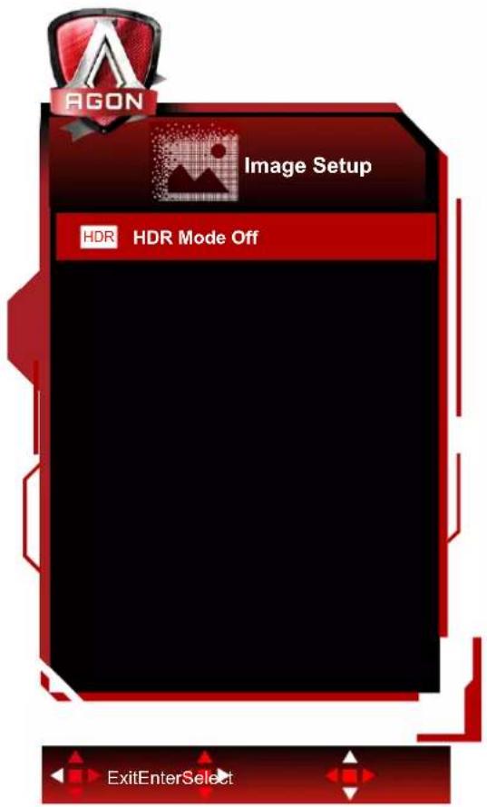 AGON Image Setup HDR HDR Mode Off ExitEnterSelect