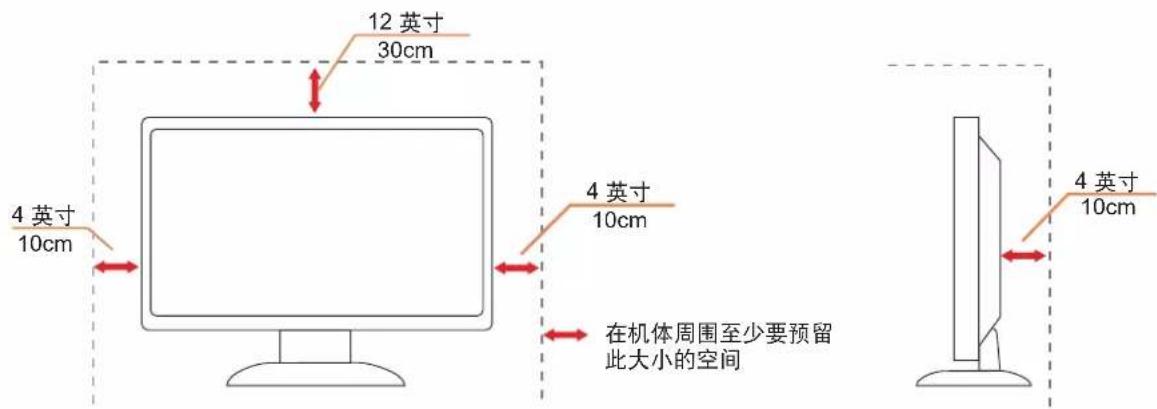 12 英寸 30cm 4 英寸 10cm 4 英寸 10cm 在机体周围至少要预留 此大小的空间 4 英寸 10cm