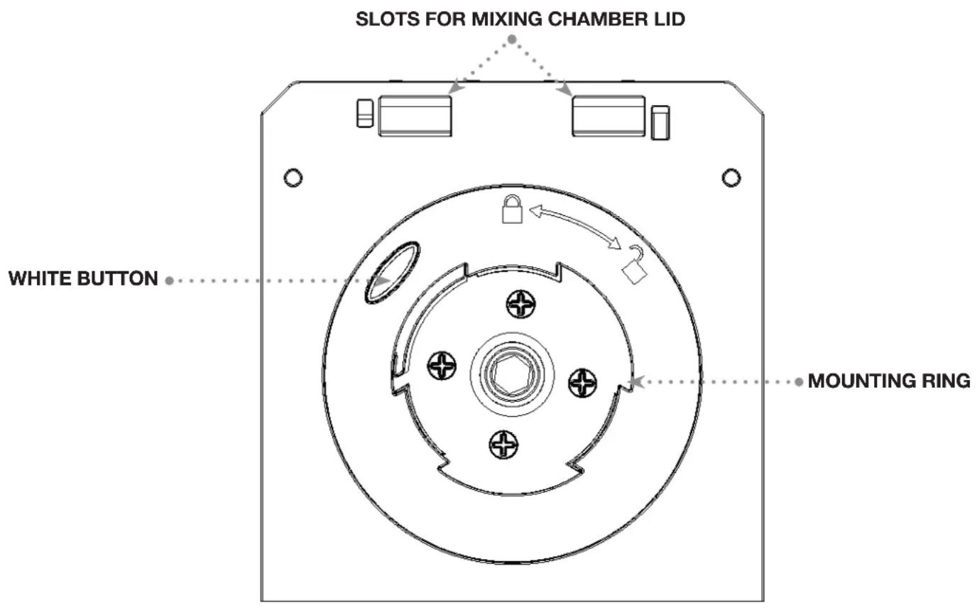 SLOTS FOR MIXING CHAMBER LID WHITE BUTTON MOUNTING RING