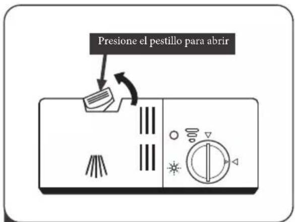 Presione el pestillo para abrir