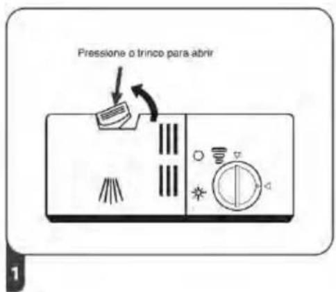 Pressione o trinco para abrir