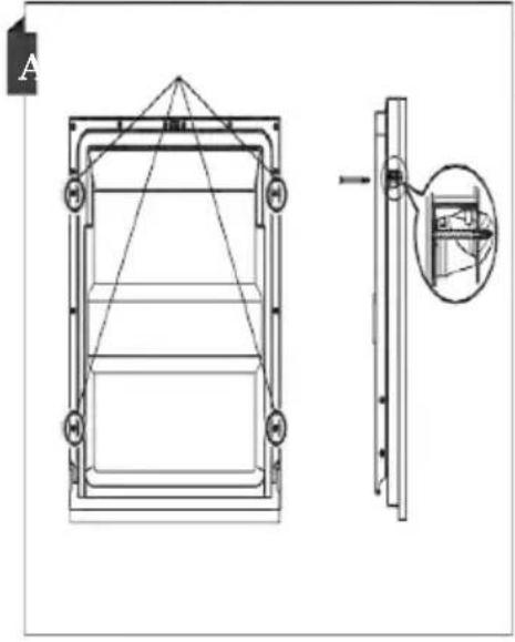 1. Pegue nos quatro parafusos curtos 2. Aperte os quatro parafusos longos