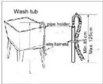 Wash tub pipe holder wire harness Min. 85 cm Max. 125cm