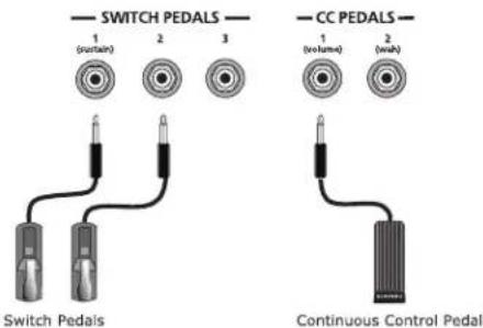 SWITCH PEDALS 1 (ruthin) 2 3 CC PEDALS 1 (volume) 2 (wah) Switch Pedals Continuous Control Pedal