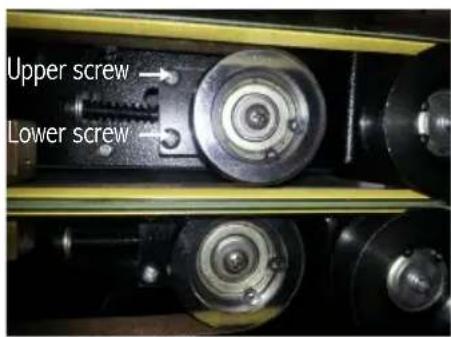 Upper screw → Lower screw →