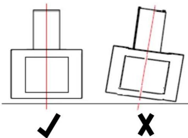 Diagram showing two geometric shapes with checkmark and cross symbols, likely illustrating a comparison or selection process.
