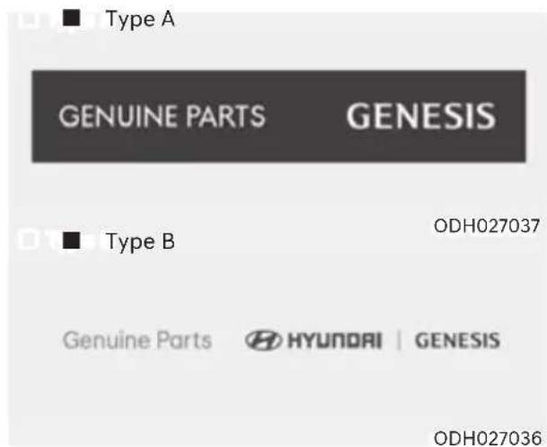 Type A GENUINE PARTS GENESIS Type B ODH027037 Genuine Parts HYUNDAI | GENESIS ODH027036