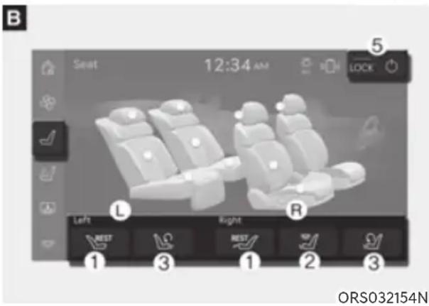 B Seat 12:34 AM 5 LOCK Left Right ①③①②③ ORS032154N
