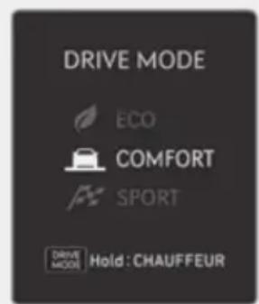 DRIVE MODE ECO COMFORT SPORT DRIVE MODE Hold : CHAUFFEUR