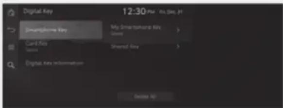 Digital Key 12:30 PM / No. 5pm, HT Smartphone Key My Smartphone Key Download Card Key Session Shared Key Digital Key Information Download Help