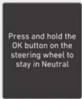 Press and hold the OK button on the steering wheel to stay in Neutral