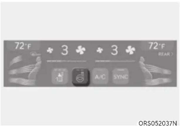 72°F * 3 * 3 72°F REAR > A/C SYNC ORS052037N